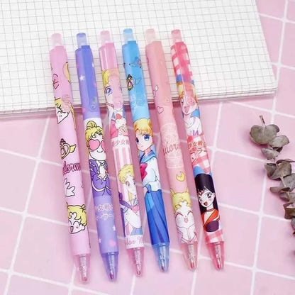 Set 6 Lápices Tinta Gel Negro Sailor Moon