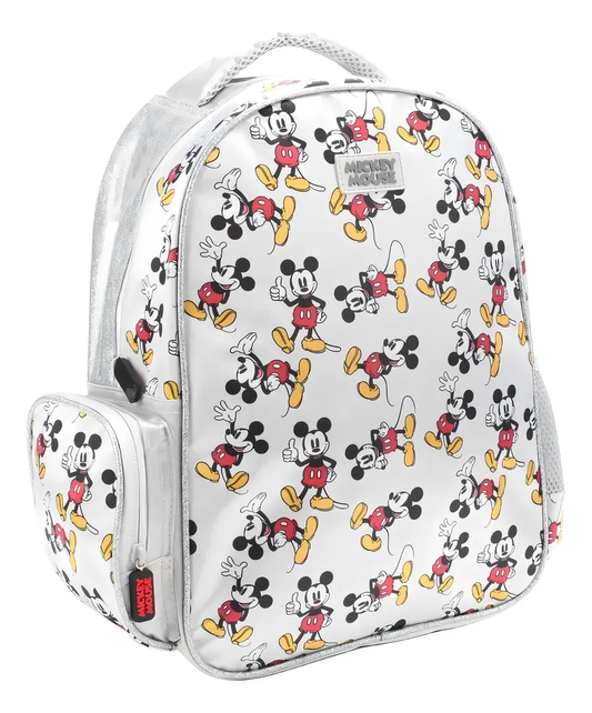 Mochila Escolar Mickey Mouse Plateada 36 cm