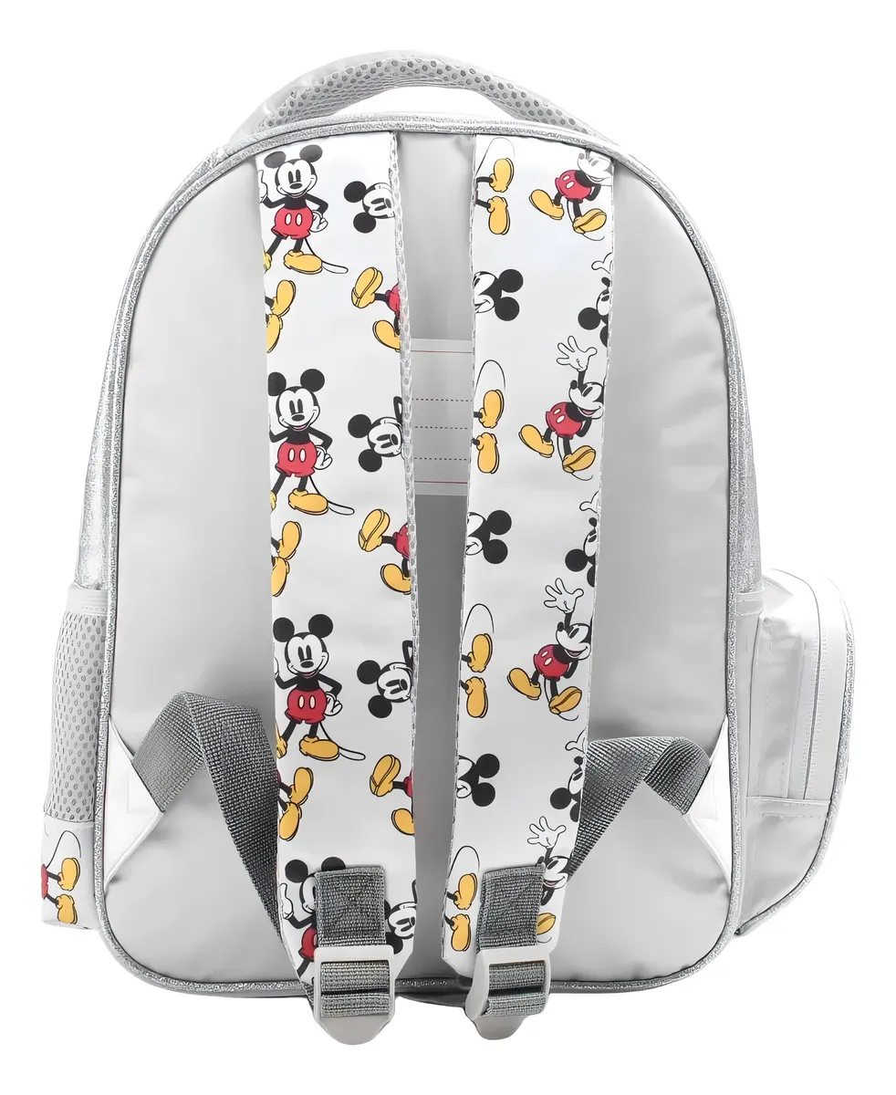 Mochila Escolar Mickey Mouse Plateada 36 cm