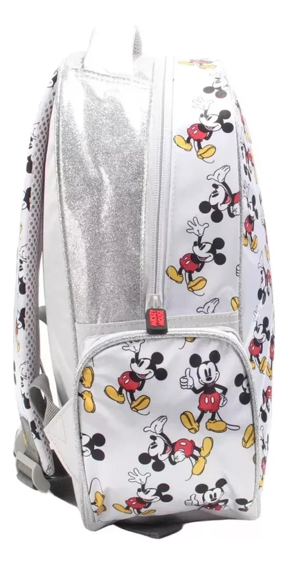 Mochila Escolar Mickey Mouse Plateada 36 cm