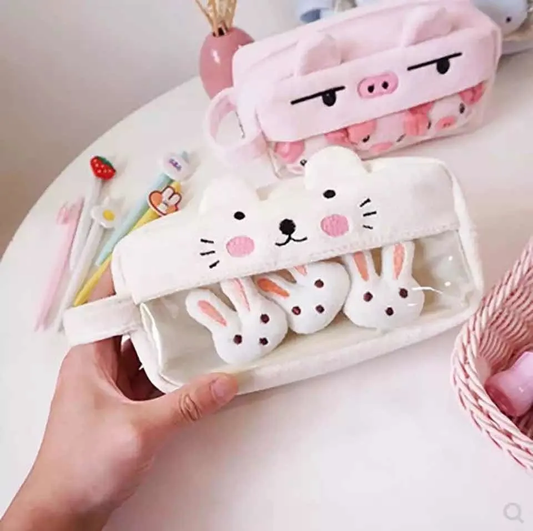 Estuche de Felpa con 3 Broches De Animalitos