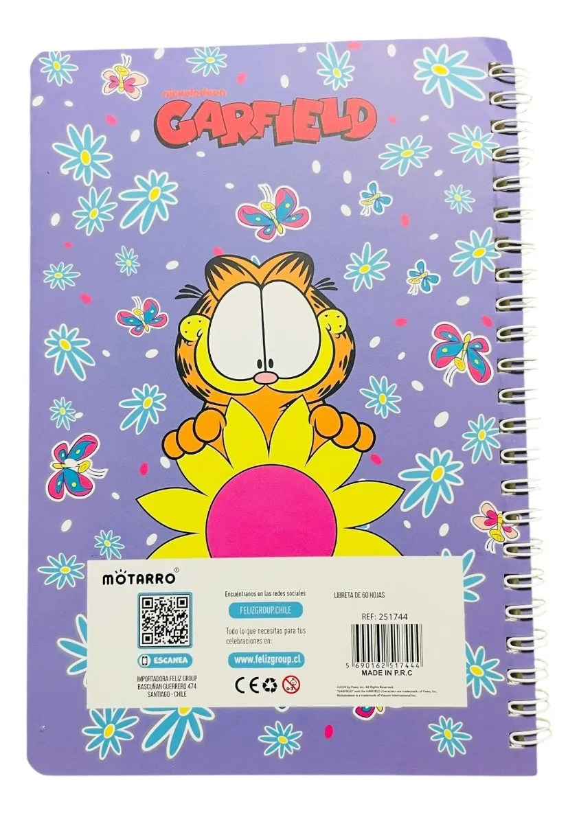 Set Libreta Argollada + Stickers Garfield (Varios diseños)