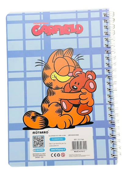 Set Libreta Argollada + Stickers Garfield (Varios diseños)