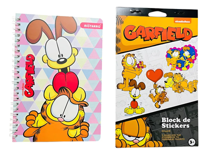 Set Libreta Argollada + Stickers Garfield (Varios diseños)