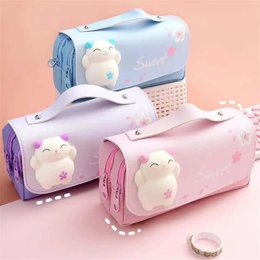 Estuche Doble Diseño Gatito Gran Capacidad (Varios diseños)