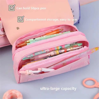 Estuche Doble Diseño Gatito Gran Capacidad (Varios diseños)