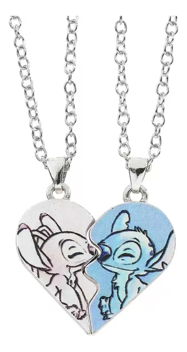 Llavero Dúo Stitch Y Angel Corazón de Acero