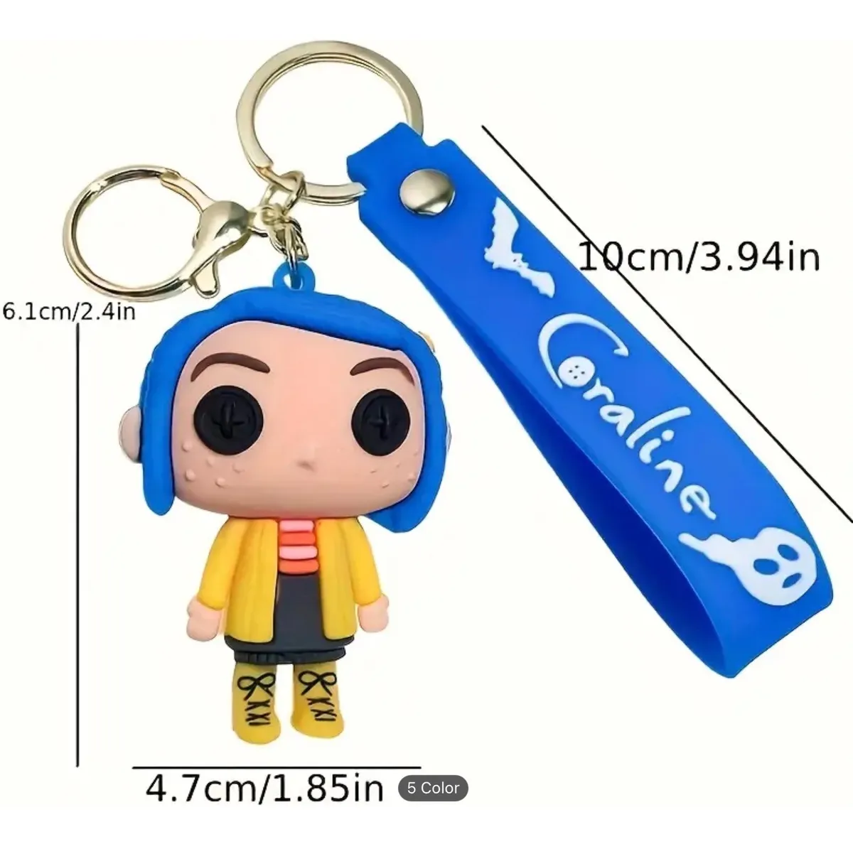 Llavero Coraline Con Gancho y Correa