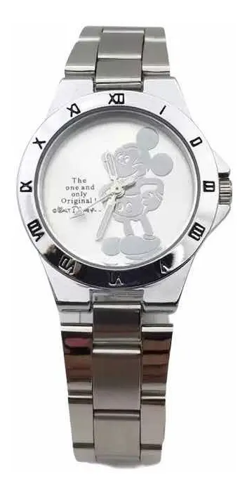 Reloj Mickey Mouse Pulsera Metálica y Números Romanos