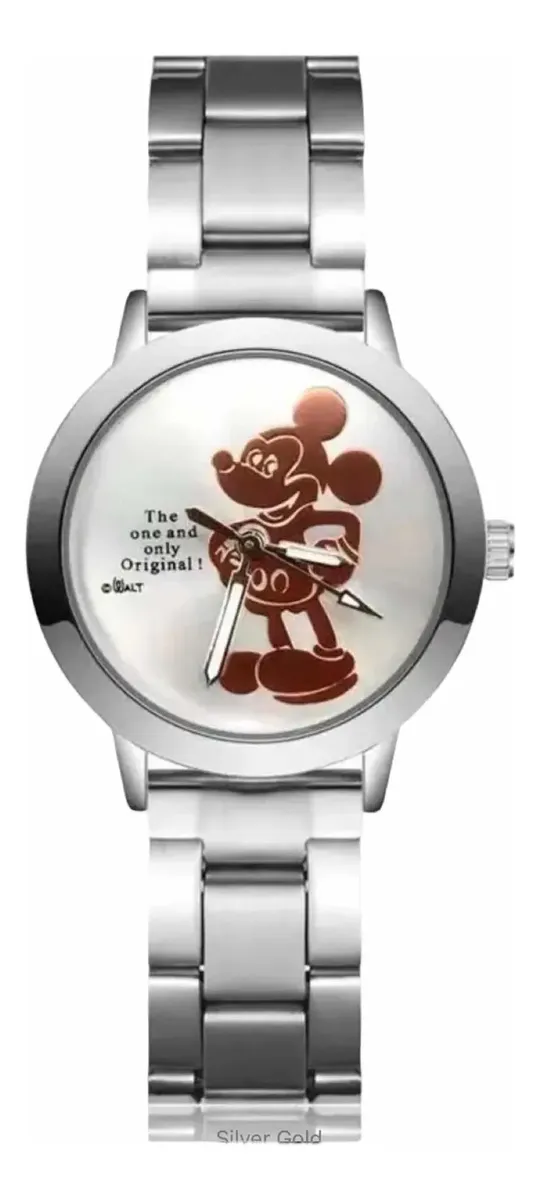 Reloj Mickey Mouse Pulsera Metálica y Números Romanos