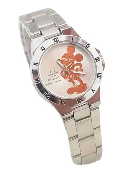 Reloj Mickey Mouse Pulsera Metálica y Números Romanos