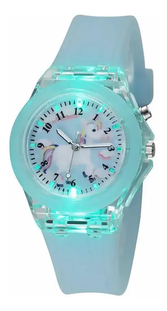 Reloj Unicornio con Luces Pulsera de Silicona