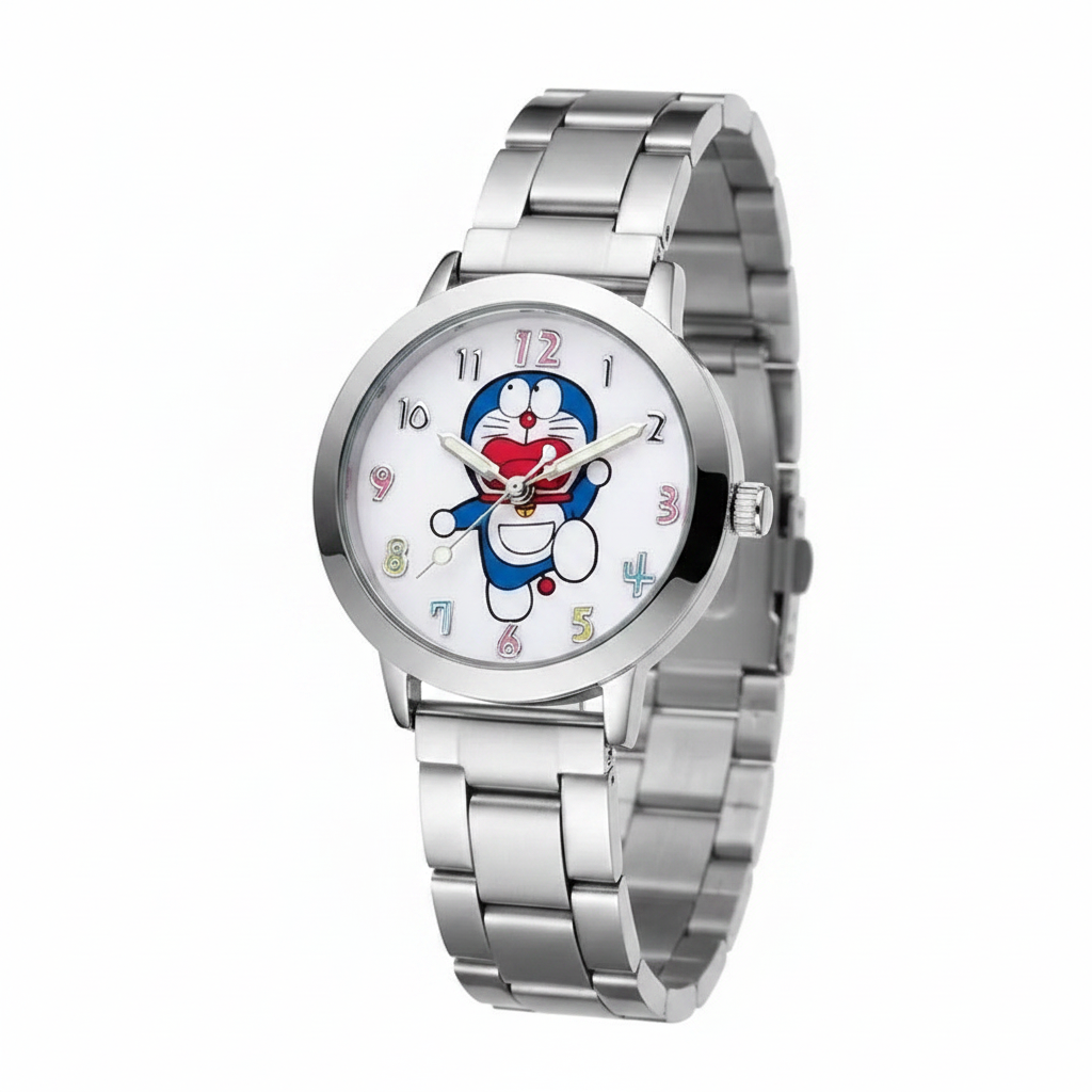Reloj con Pulsera de Metal Gato Cósmico