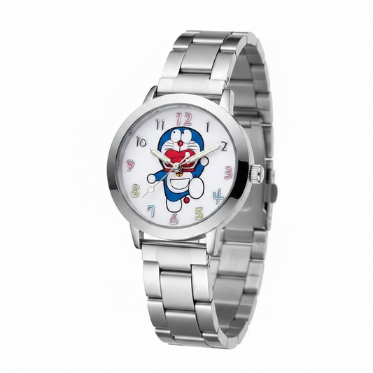 Reloj con Pulsera de Metal Gato Cósmico