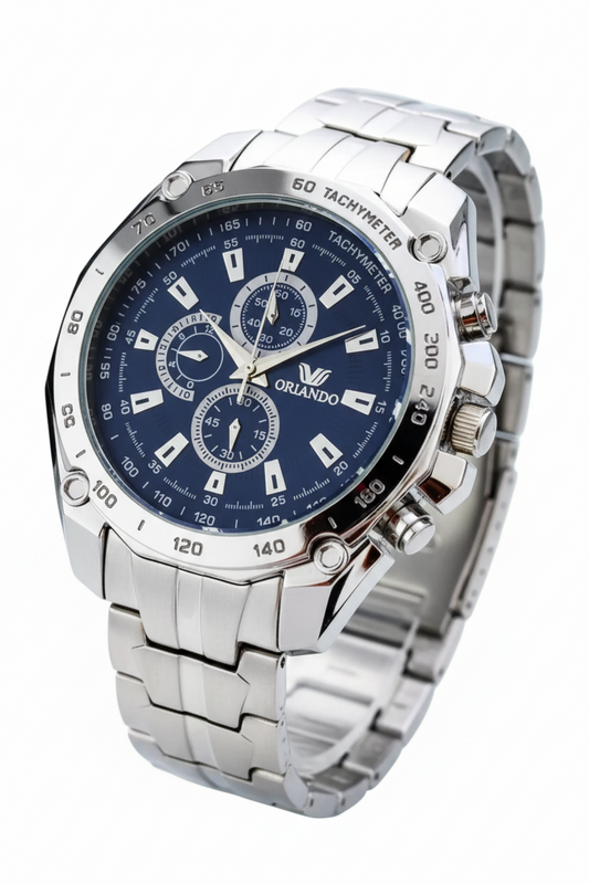 Reloj Hombre Acero Inoxidable Estilo Cronógrafo