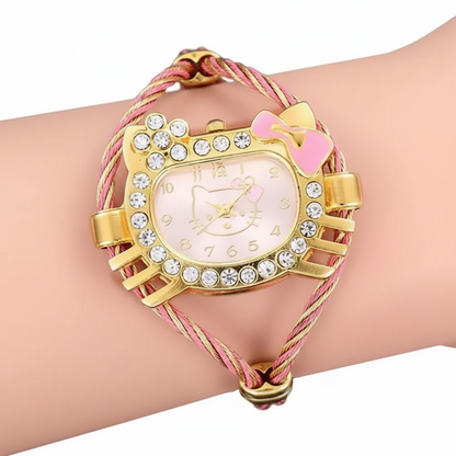 Reloj Hello Kitty con Pulsera Metálica a Presión