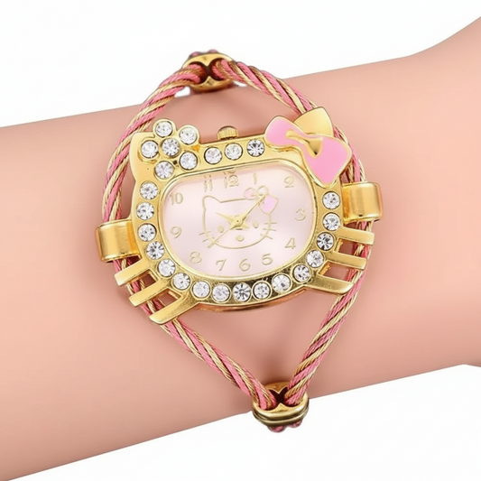 Reloj Hello Kitty con Pulsera Metálica a Presión