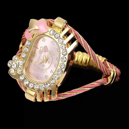 Reloj Hello Kitty con Pulsera Metálica a Presión
