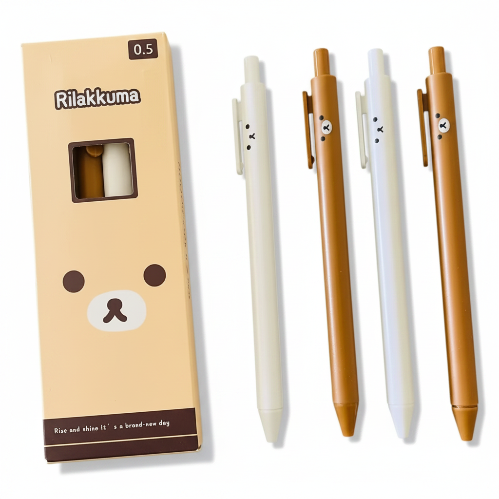 Set 4 Lápices Tinta Gel Negro Rilakkuma
