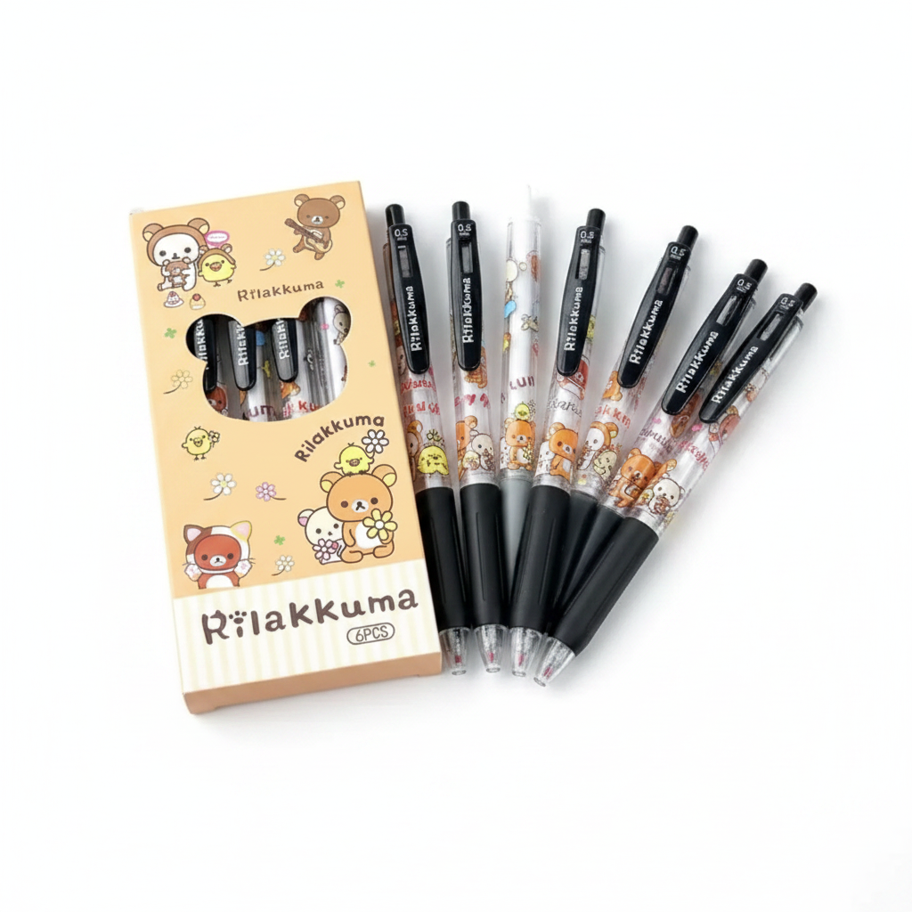 Set 6 Bolígrafos Gel Negro Rilakkuma