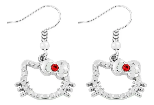 Aros Colgantes Hello Kitty de Plata Esterlina