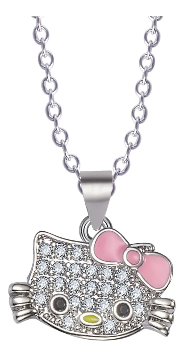 Anillo Ajustable Hello Kitty de Plata con Circonita