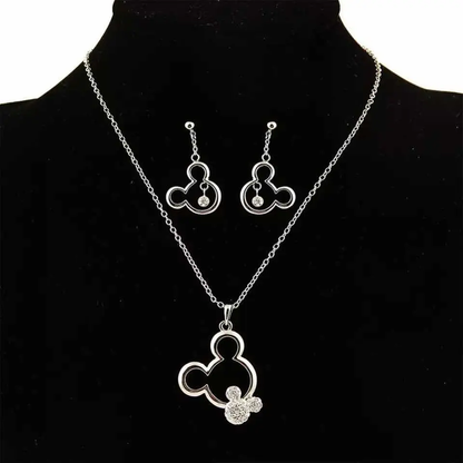 Set Collar y Aros Mickey Mouse Acero con Circonita Elegante