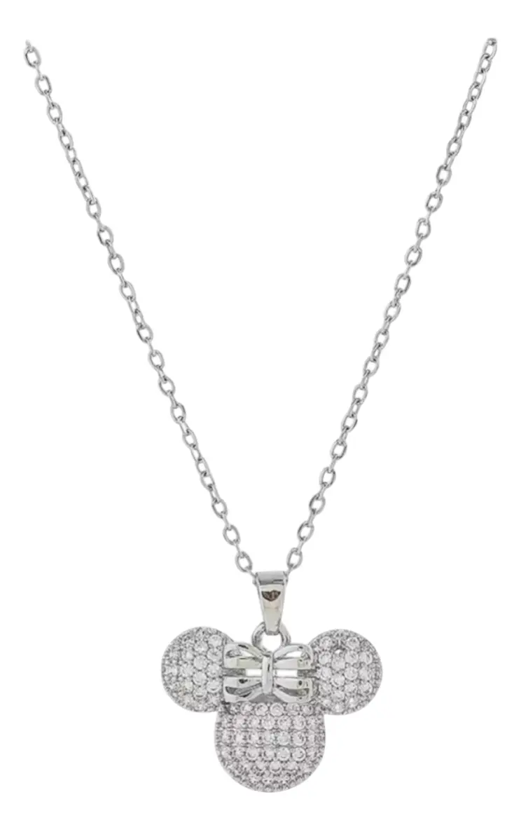 Conjunto Minnie Mouse Collar Aros y Anillo – Baño Oro con Circonita