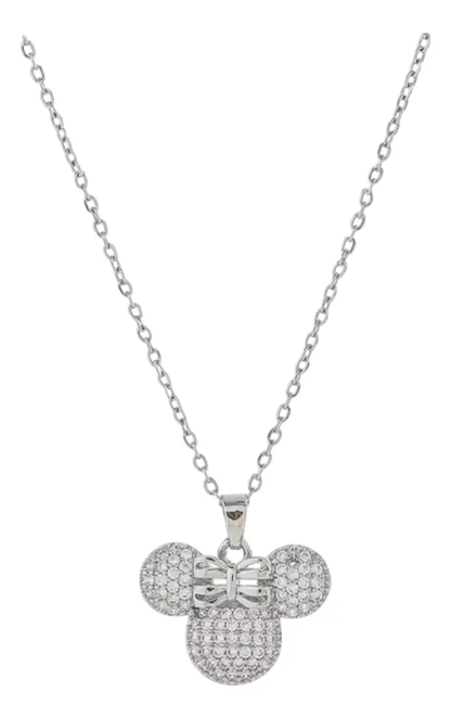 Conjunto Minnie Mouse Collar Aros y Anillo – Baño Oro con Circonita