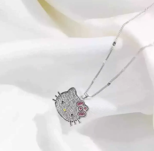Collar Hello Kitty Circonita Bañado en Plata