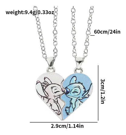 Collar Dúo Stitch & Angel para Amigos o Enamorados