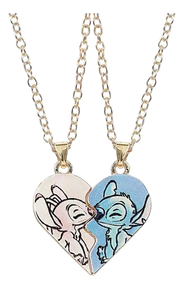 Collar Dúo Stitch & Angel para Amigos o Enamorados