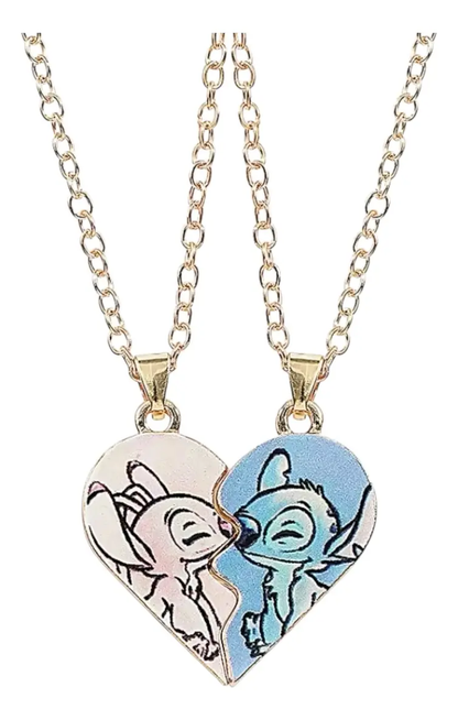 Collar Dúo Stitch & Angel para Amigos o Enamorados
