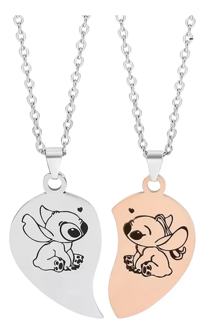 Collar Dúo Stitch & Angel para Amigos o Enamorados