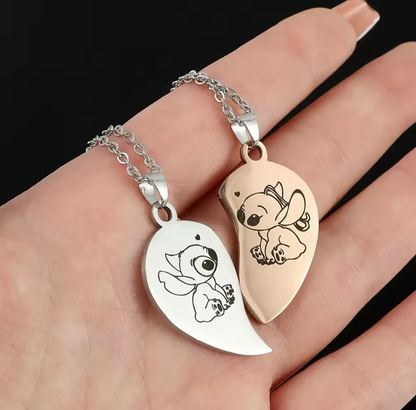 Collar Dúo Stitch & Angel para Amigos o Enamorados