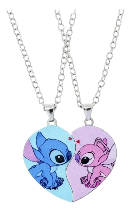 Collar Dúo Stitch & Angel para Amigos o Enamorados