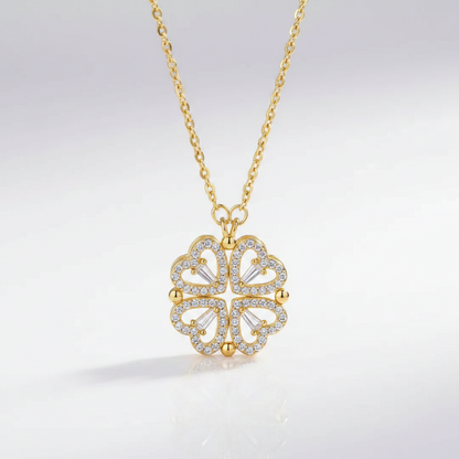 Collar Trébol o Cuatro Corazones con Brillitos