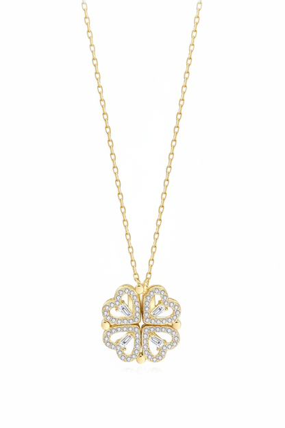 Collar Trébol o Cuatro Corazones con Brillitos