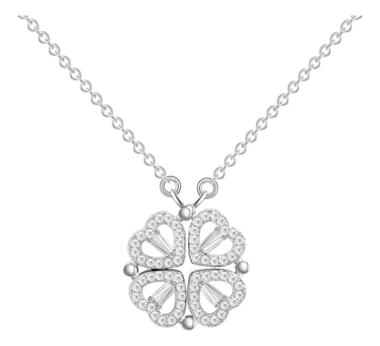 Collar Trébol o Cuatro Corazones con Brillitos