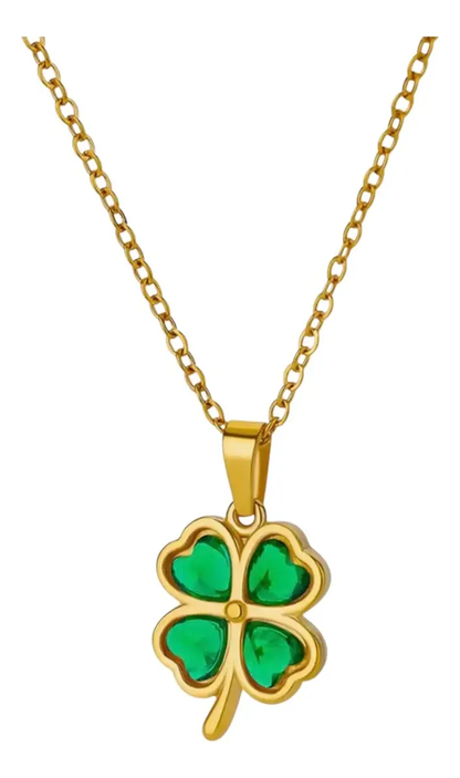 Collar Trébol o Cuatro Corazones con Brillitos