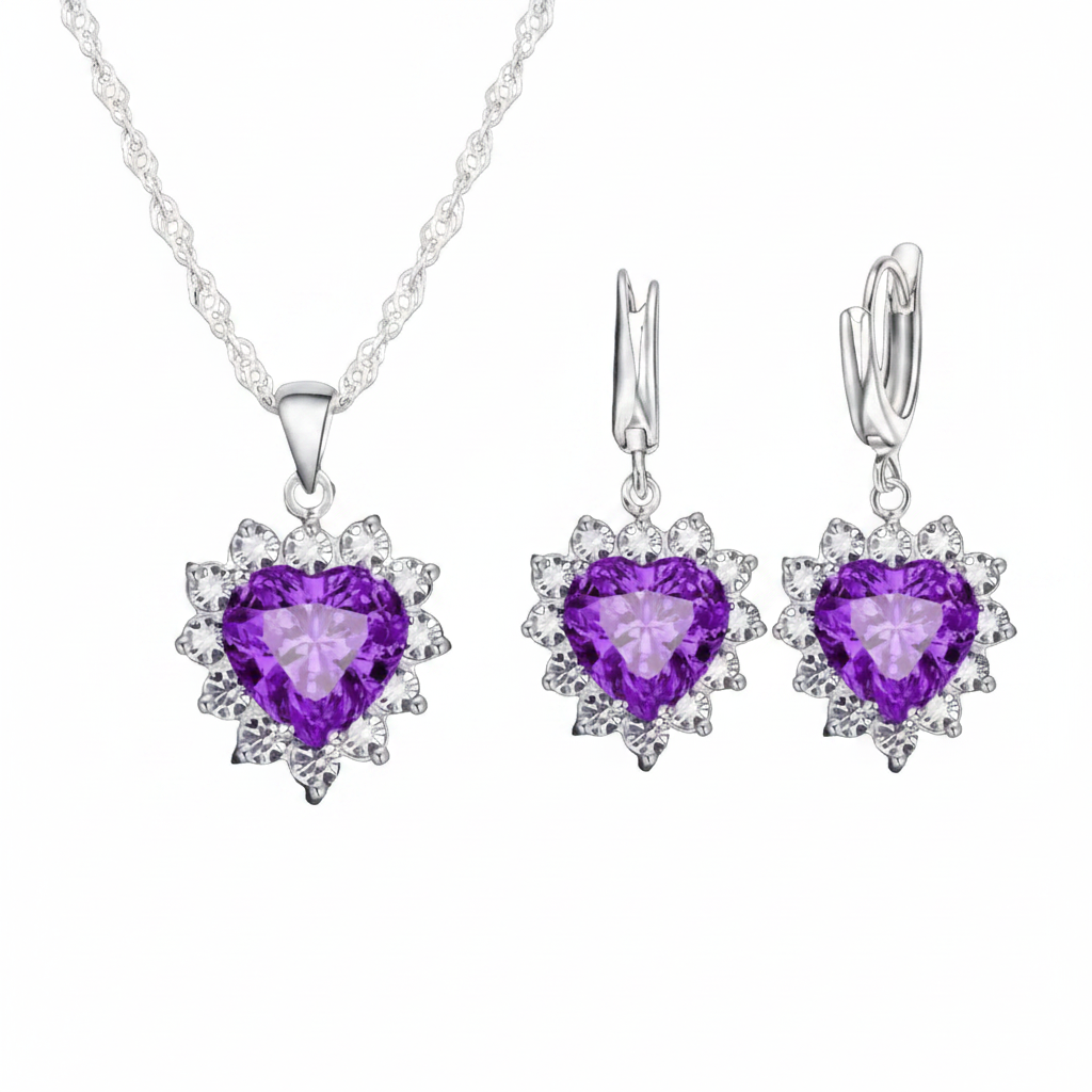 Conjunto Collar Y Aros de Plata Esterlina