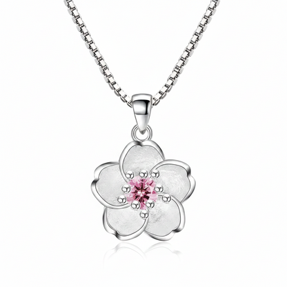 Collar Mujer Diseño Flor de Cerezo de Plata Esterlina