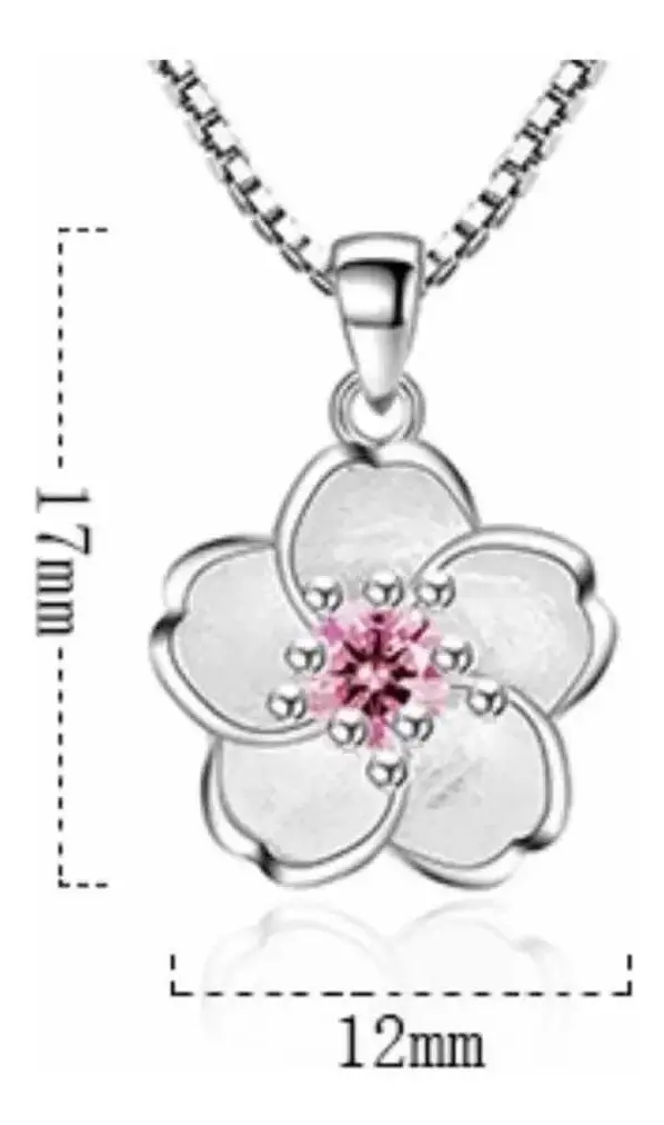 Collar Mujer Diseño Flor de Cerezo de Plata Esterlina