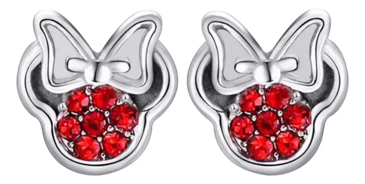 Aros Minnie Mouse de Plata Esterlina