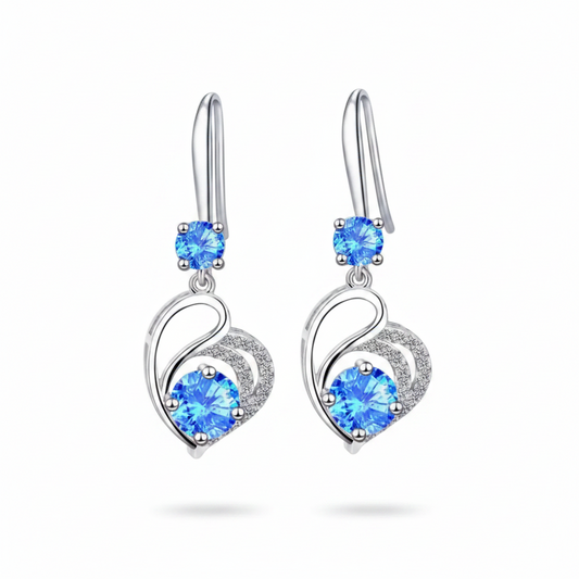 Aros Mujer Corazón Circón de Plata Esterlina