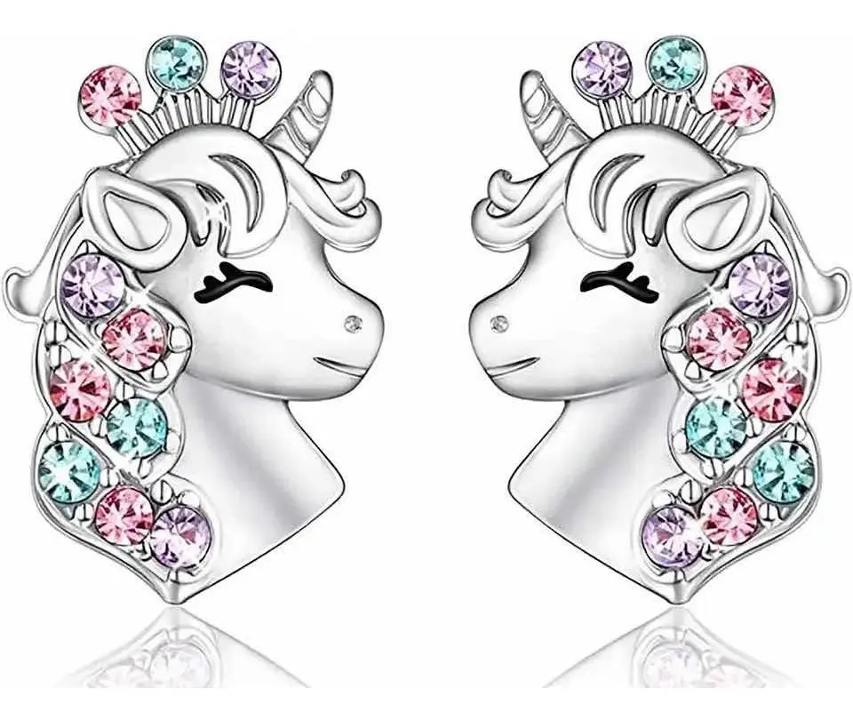 Aros Unicornio De Plata Esterlina