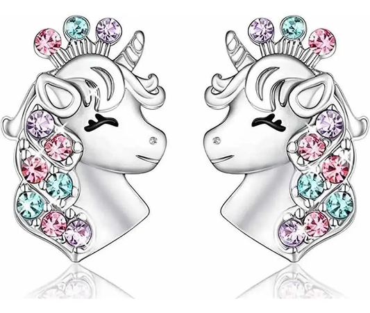 Aros Unicornio De Plata Esterlina