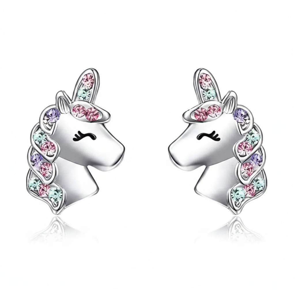 Aros Unicornio De Plata Esterlina