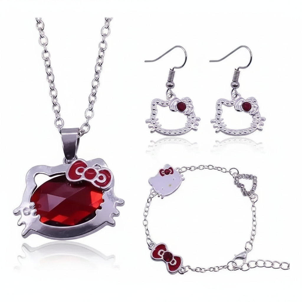 Conjunto Joyas 3 Piezas Hello Kitty de Plata Esterlina