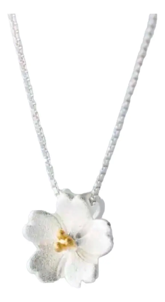Collar Mujer Diseño Flor de Cerezo de Plata Esterlina